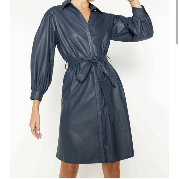 BROCHU WALKER Sky Belted Dress In Admiral Blue Size S - Picture 1 of 12